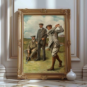 Stampa artistica di paesaggio vintage con campo da golf, decorazione murale vintage con campo da golf, regali per gli appassionati di golf, decorazioni murali con campo da golf, poster di golf, stampe artistiche sportive