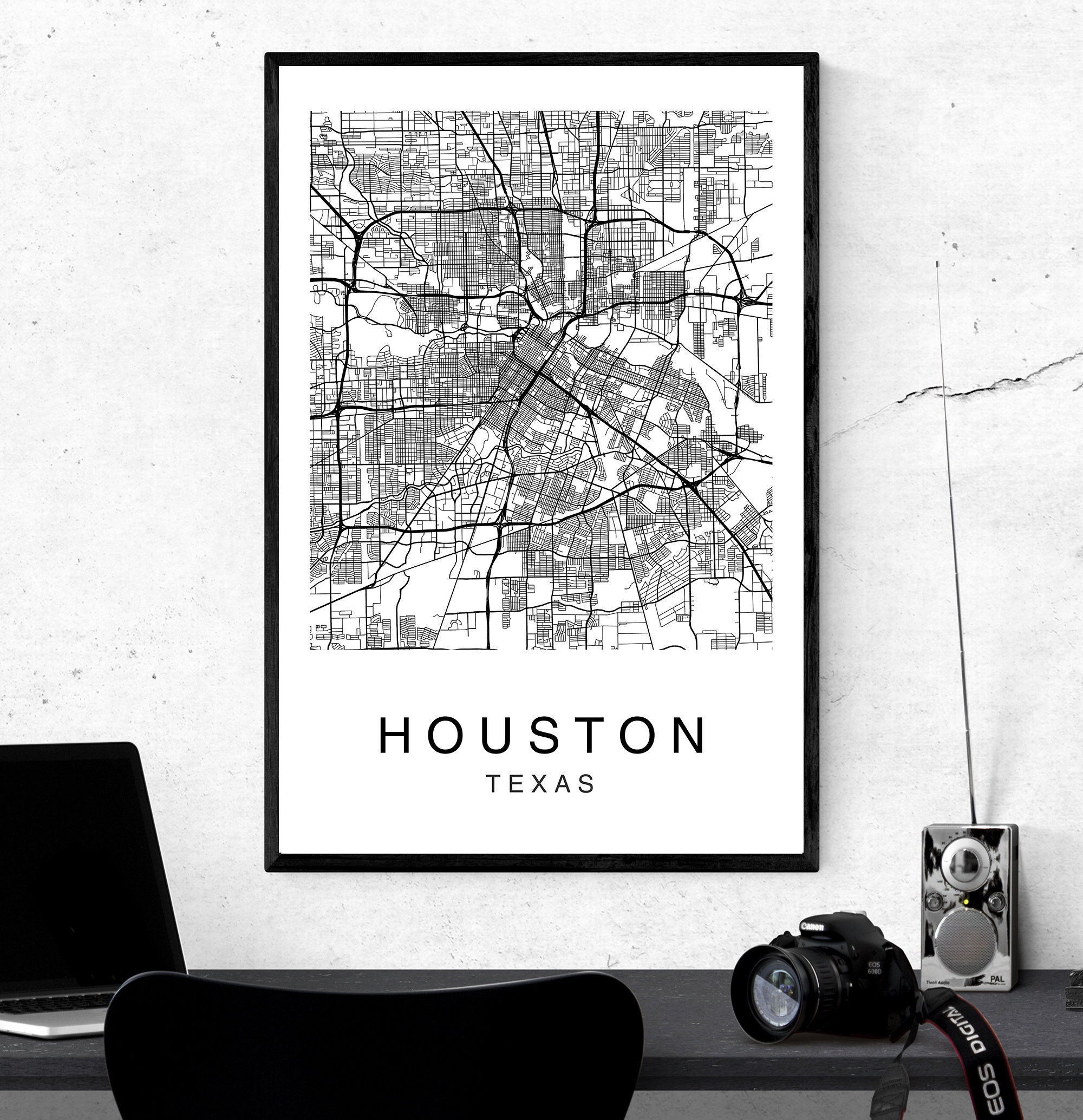 Houston Map Print Map Print Art Print Houston Wall Art | Etsy