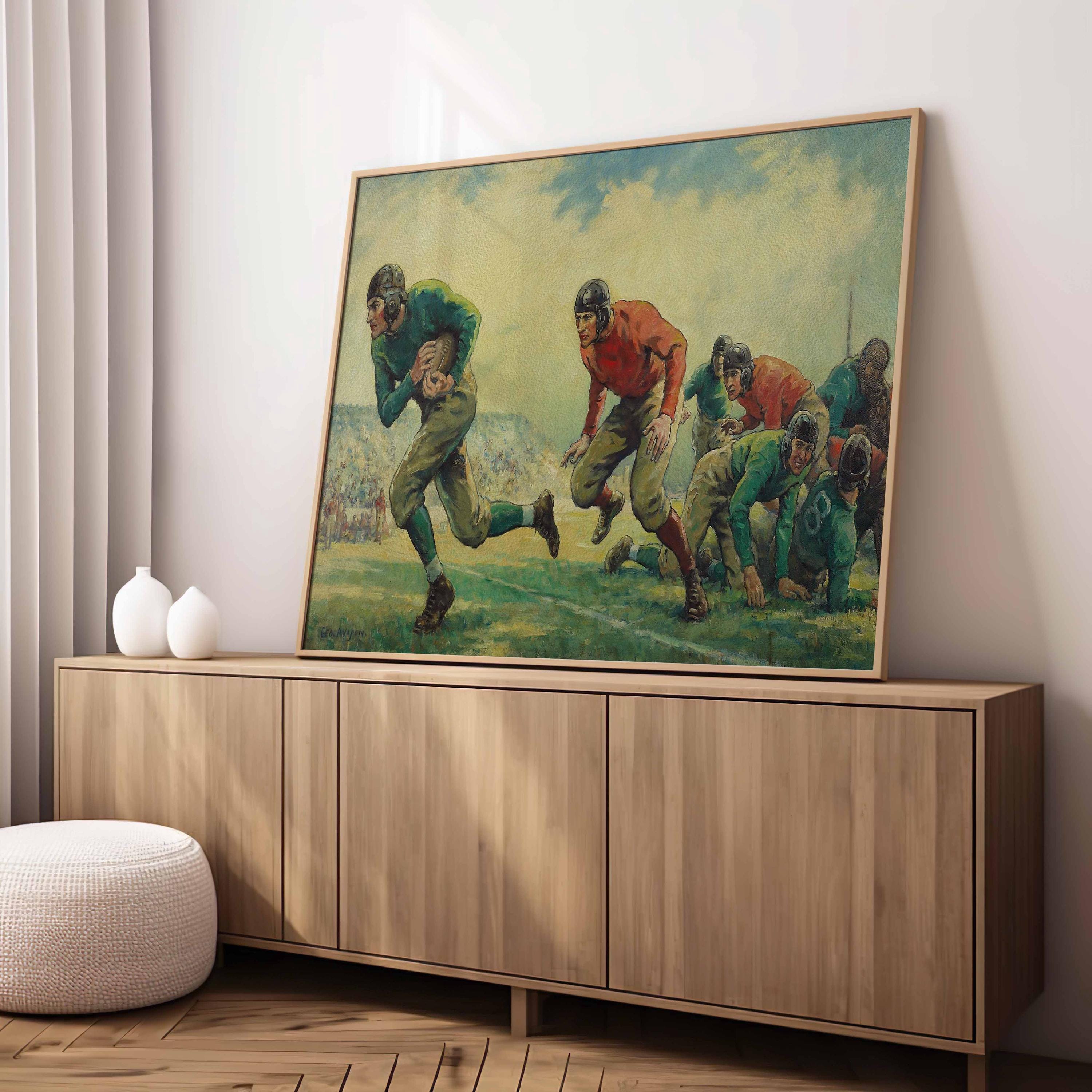 Vintage Football Art Print: Sports Poster for Office, Dorm, Gym - Etsy