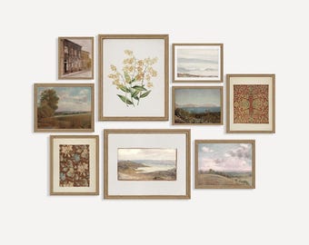 Vintage Gallery Wall Art Set, European Antique Prints, Set of 9 Posters Home Decor