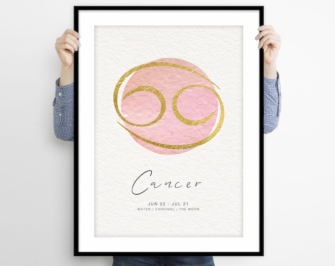Cancer Zodiac Gifts, Cancer Poster, Cancer Art, Cancer Zodiac Print, Cancer Decor, Horoscope Print, Cancer Astrology Print, Zodiac Wall Art