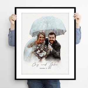Custom Wedding Portrait, Custom Wedding Watercolor, Personalized Wedding Gift, Watercolor Painting From Photo, Custom Wedding Art Print Gift
