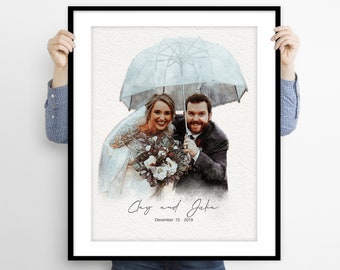 Custom Wedding Portrait, Custom Wedding Watercolor, Personalized Wedding Gift, Watercolor Painting From Photo, Custom Wedding Art Print Gift