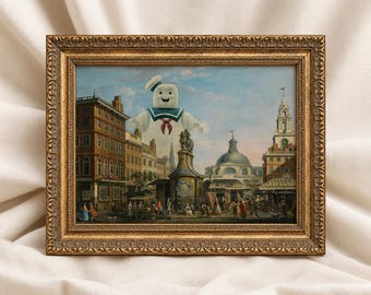 Funny Ghost Altered Art Print, Victorian Landscape Painting, London Wall Decor, Maximalist Poster