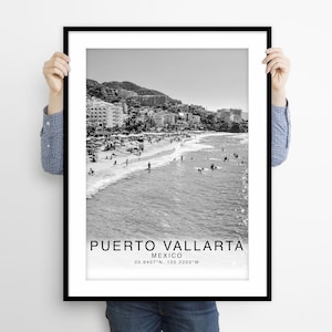 Puerto Vallarta Print Black and White, Puerto Vallarta Wall Art, Puerto Vallarta Poster, Puerto Vallarta Photo