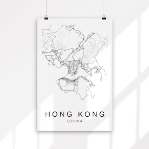 Hong Kong Karte, Hong Kong Karte, druckbare Karte, Kartendruck, Hong Kong Poster, Hong Kong Druck, digitaler Download, City Map Kunst, China Karte
