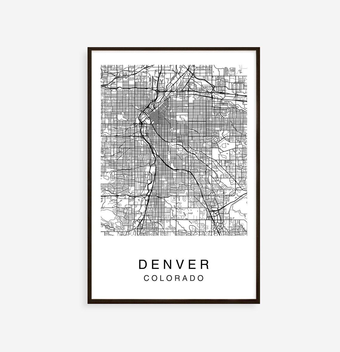 Denver Map Print Denver Map Poster Map of Denver Denver | Etsy