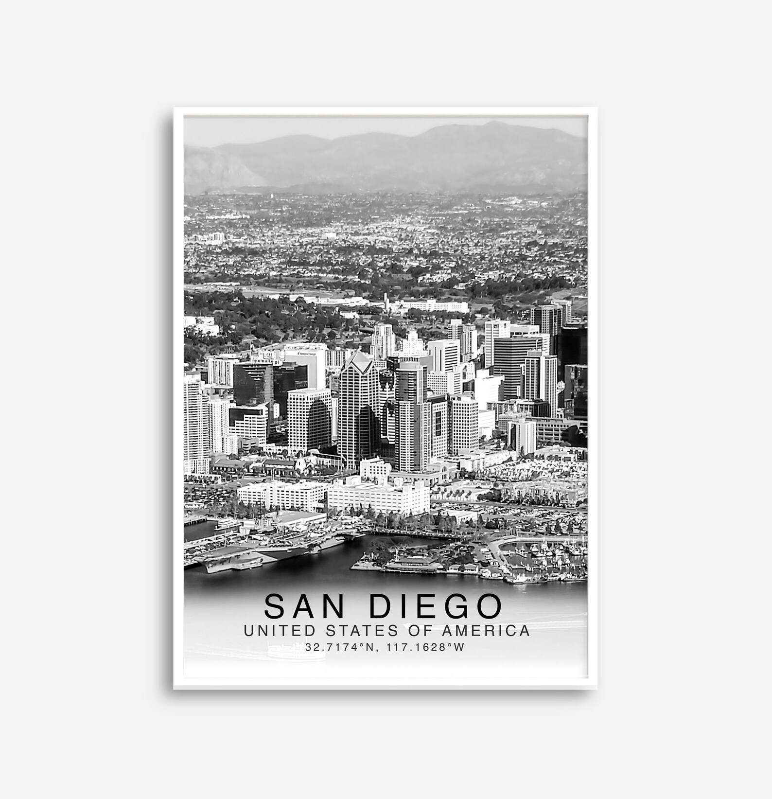 San Diego Travel Print Black and White San Diego Poster Etsy