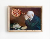 Grace Altered Art Print, Praying Man Parody, Vintage Christian Wall Art, Funny Religious Decor