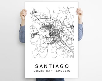 Santiago Map, Printable Map Art, Santiago City Map, Map Poster, Map Print, Santiago Map, Santiago Map Print, Map Art, Dominican Republic Map