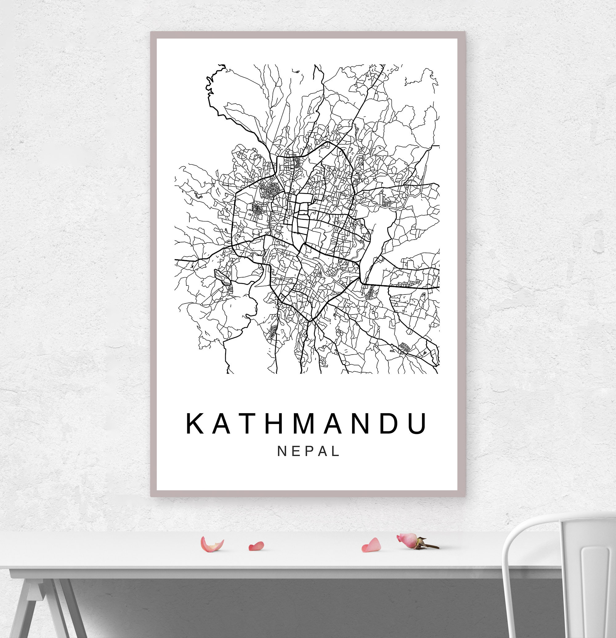 Kathmandu Map Print Kathmandu Map Wall Art Kathmandu City | Etsy