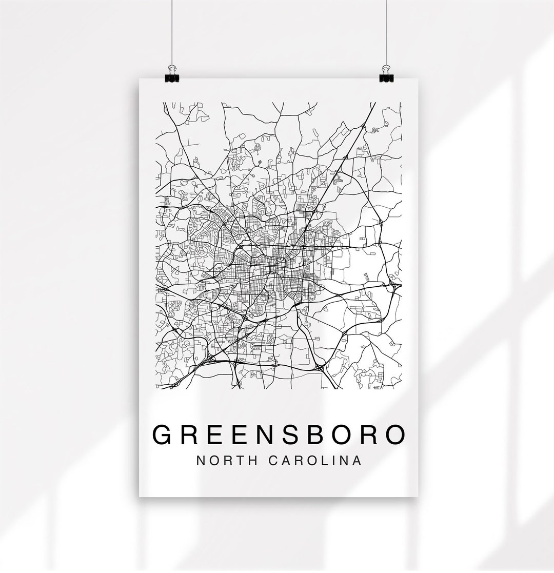 Greensboro Map, Minimalist Map, Greensboro Print, Greensboro Poster ...