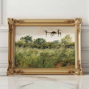 Altered Art | Spring Meadow Painting | Vintage Landscape Print | Country Field PRINTABLE | FunnyAltered Art Print | Oat Field Landscape