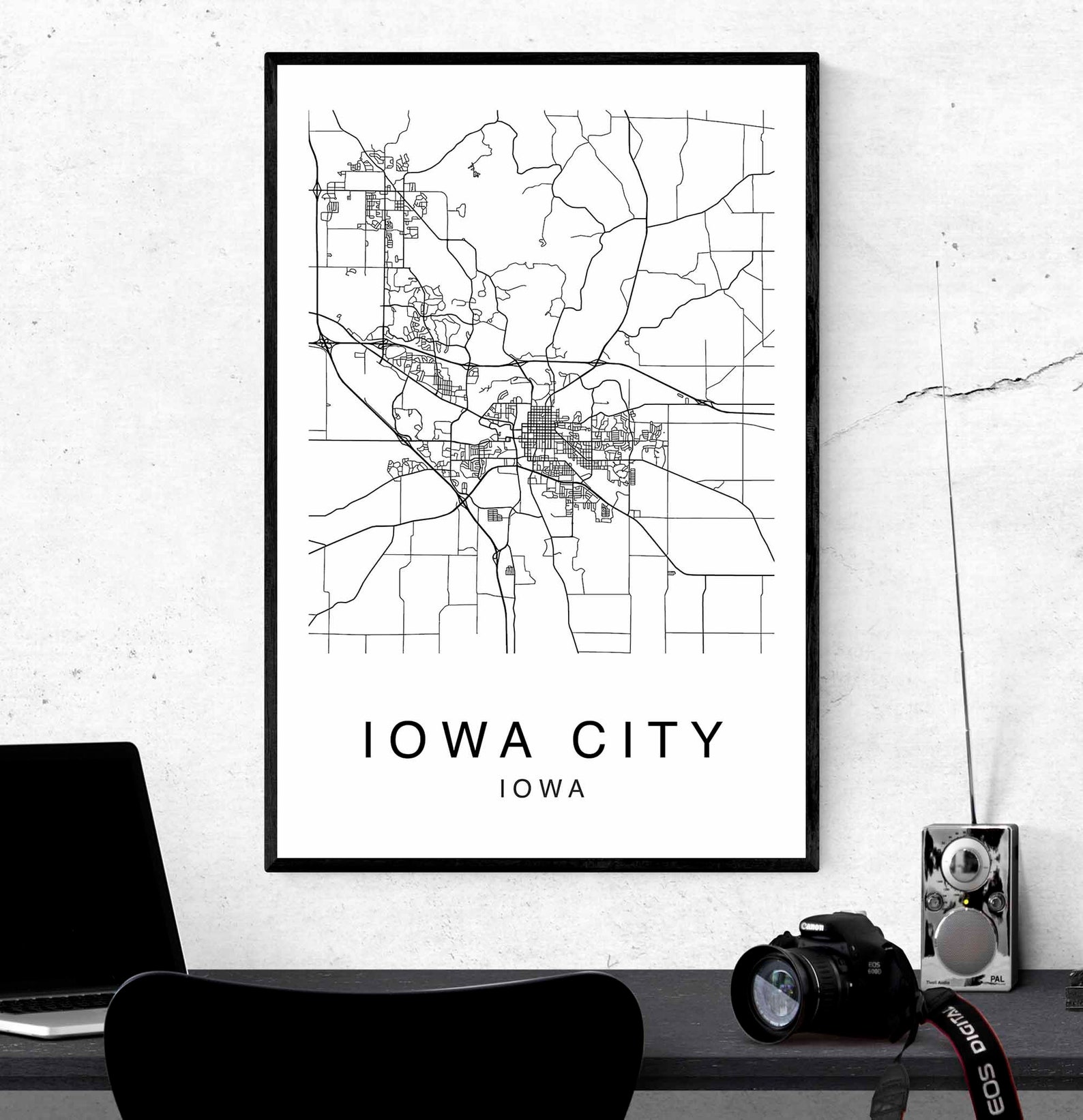 Iowa City Map Minimalist Map Iowa City Print Iowa City - Etsy