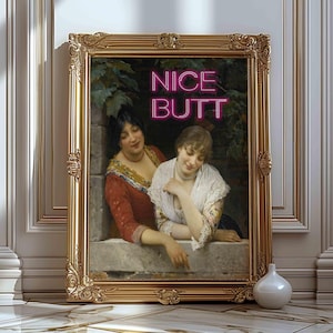 Divertente arte alterata per il bagno, arte murale eclettica extra large, stampa vintage con decorazioni massimaliste, regalo scherzoso, insegne divertenti per il bagno, stampe surreali