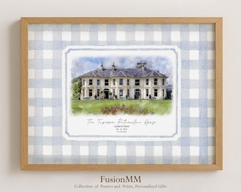 Personalized Watercolor Home Portrait, Custom Housewarming Gift