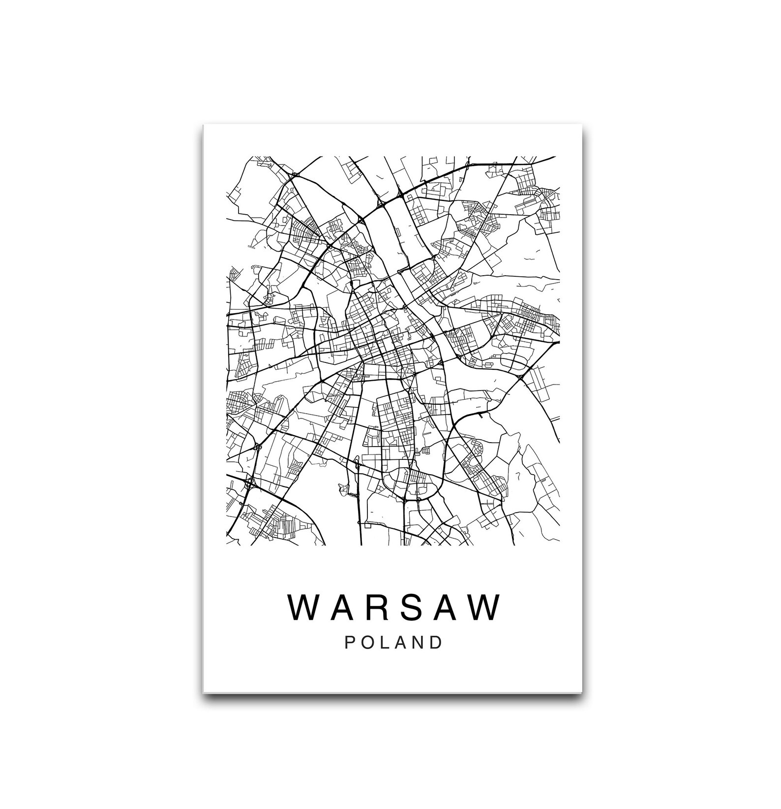 Warsaw Map Warsaw City Map Map Poster Map Print Warsaw Map | Etsy