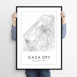 Mapa de Gaza, Mapa da Cidade de Gaza, Cartaz de Mapa, Impressão de Mapa, Cartaz de Mapa da Cidade de Gaza, Impressão de Mapa da Cidade de Gaza, Mapa de Rua, Mapa da Cidade, Arte de Mapa da Palestina, Arte de Parede
