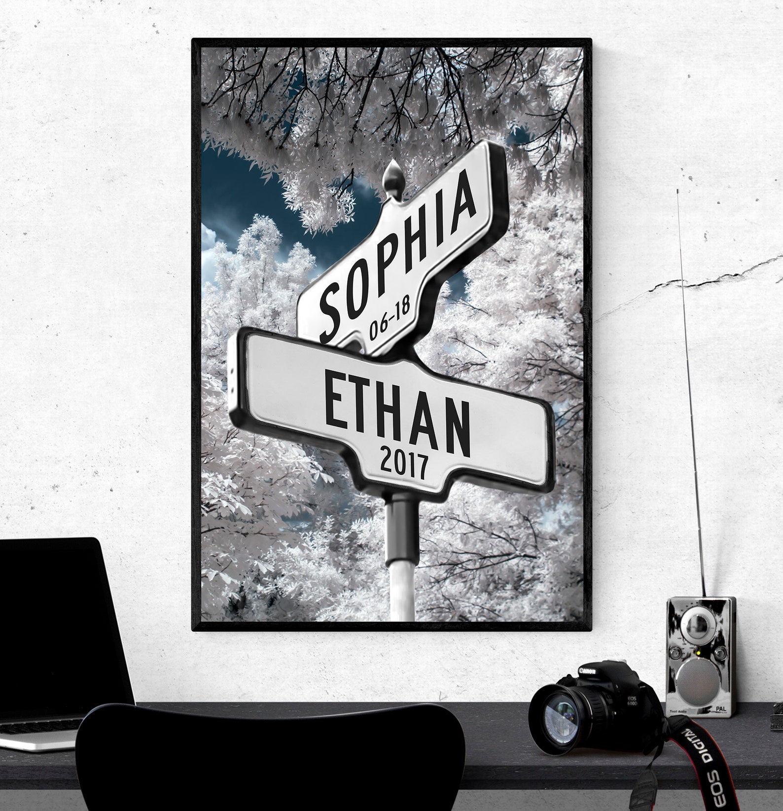 Strret Sign Photo Cards Personalized Street Sign Print, Custom Names & Date Wall Art, Wedding ...