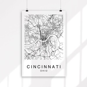 Cincinnati Map Print, Cincinnati Map, Digital Download, Wall Art, City ...