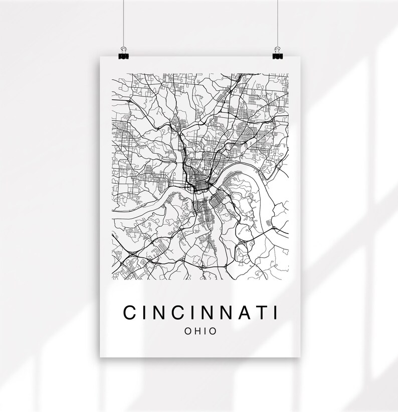 Cincinnati Map Print Cincinnati Map Digital Download Wall - Etsy