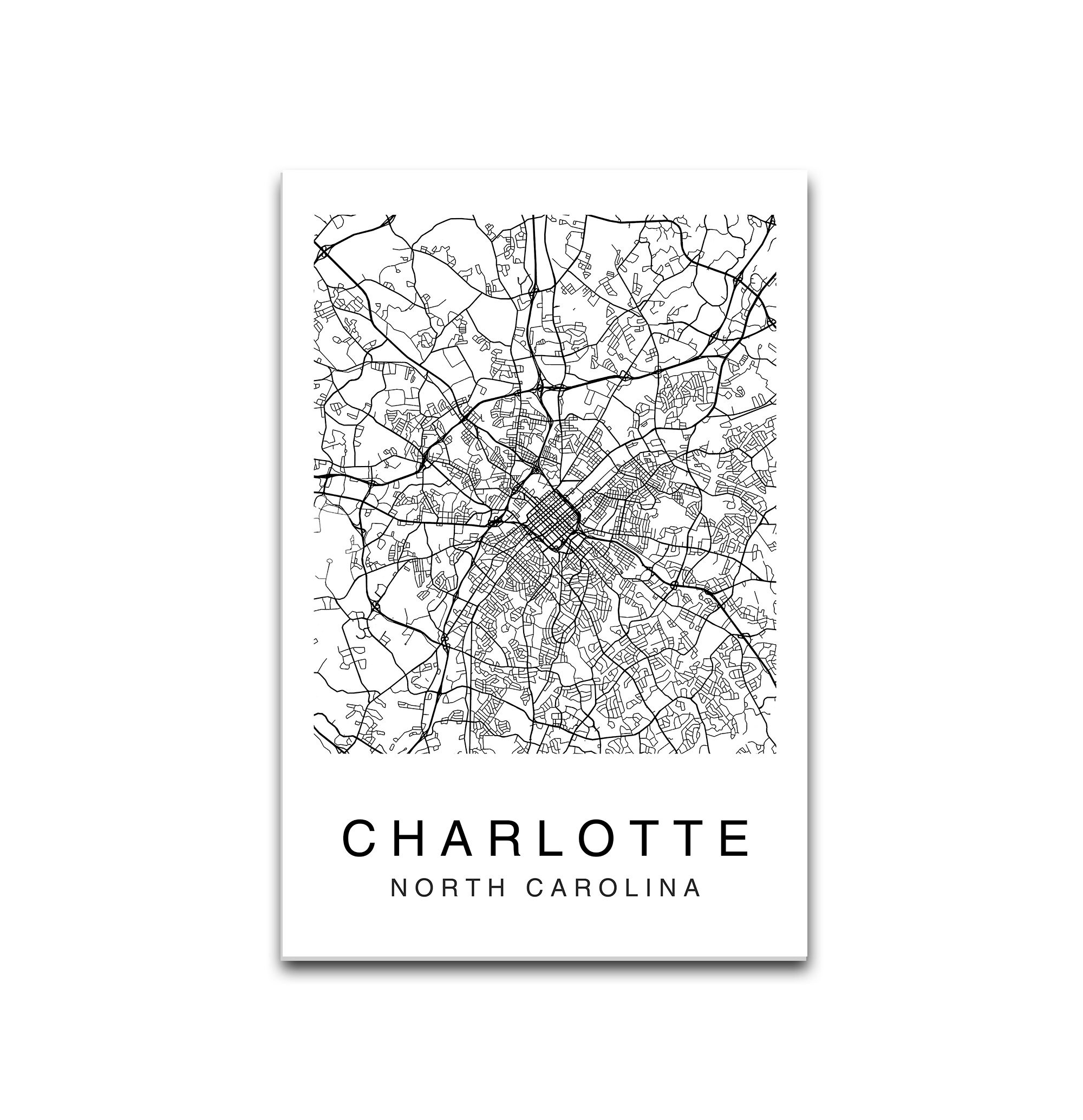 Charlotte Map Print Charlotte Map Instant Download Wall Etsy