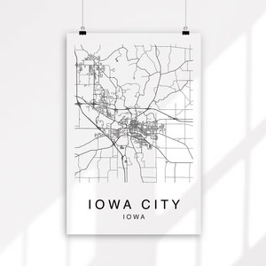 Iowa City Map Minimalist Map Iowa City Print Iowa City - Etsy