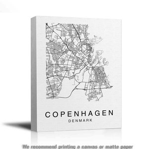 Copenhagen Map Print Copenhagen Printable Map Wall Art City - Etsy
