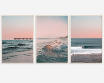 Set of 3 Surfboard Beach Prints: Tropical Ocean Photography (Digital Download)
