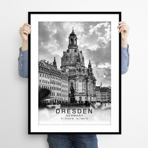 Impressão em preto e branco de Dresden, arte de parede de Dresden, pôster de Dresden, fotografia de Dresden, decoração de parede de Dresden, fotografia de rua, Alemanha