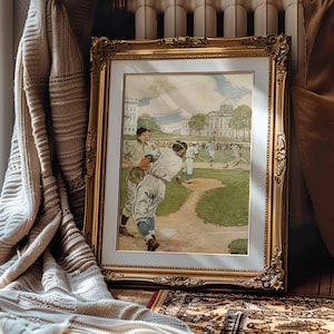 Tableau vintage baseball, impression d'art paysage, art mural baseball vintage, cadeaux pour les fans de baseball, décoration murale baseball, affiches de baseball, sports