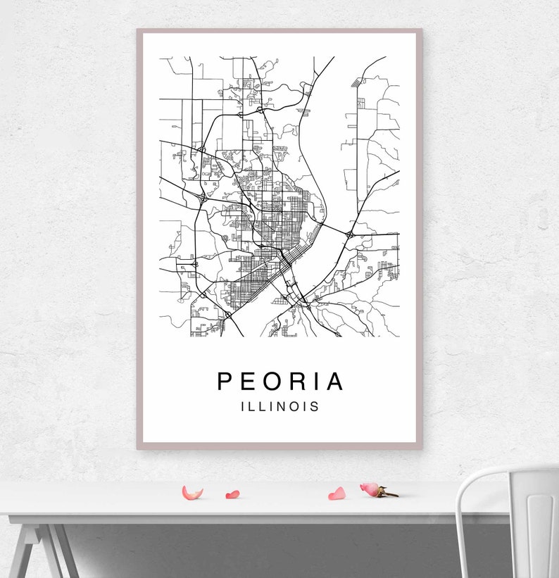 Peoria Map Peoria City Map Map Poster Map Print Peoria Map Etsy