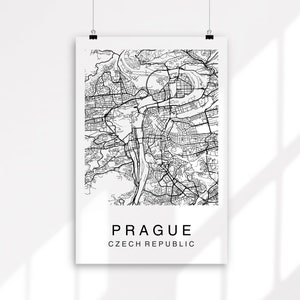 Prague Map Print, Prague Printable Map, Wall Art, City Map Art, Street ...