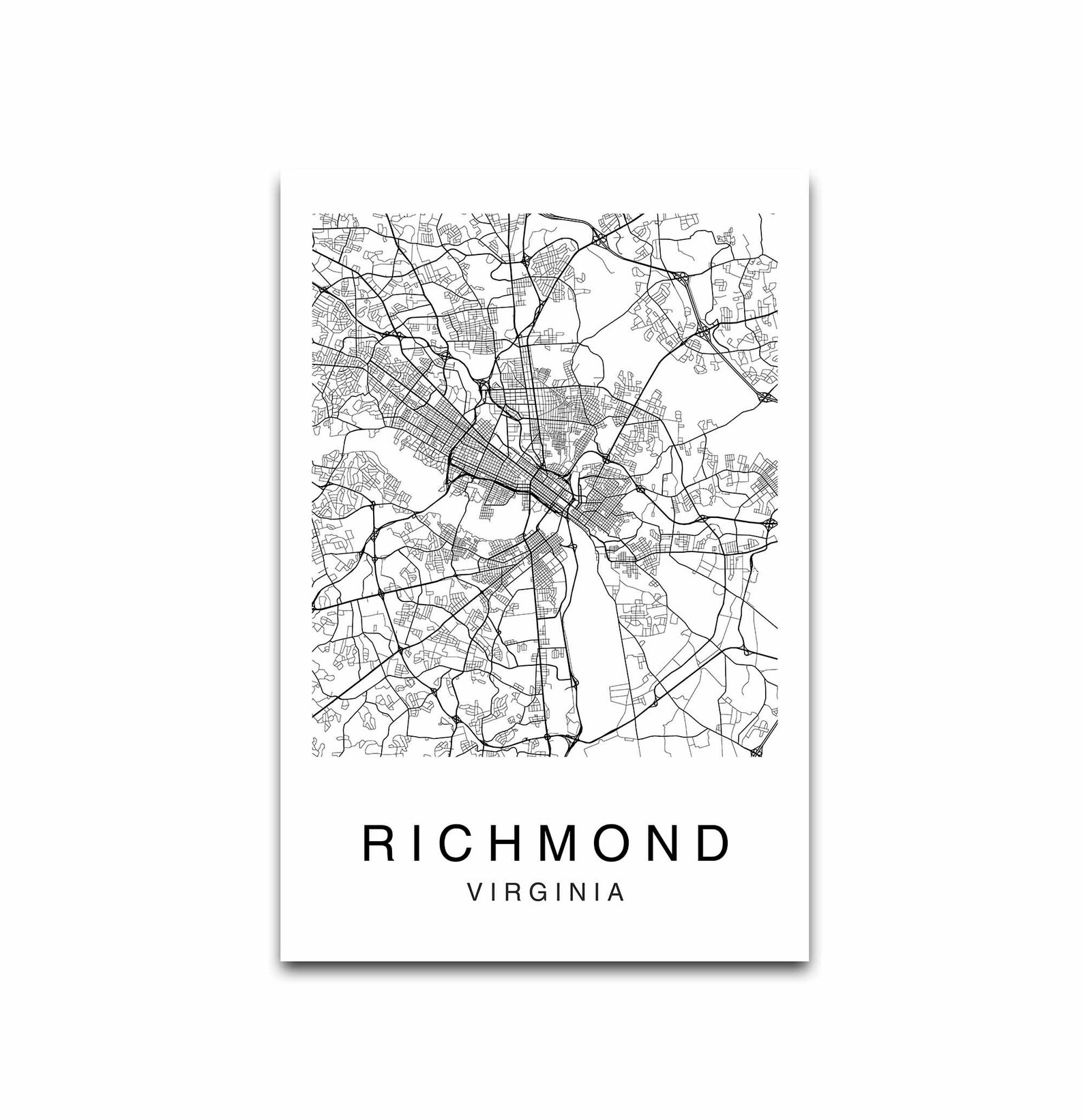 Richmond Map Print Richmond Map Poster Wall Art City Map Etsy