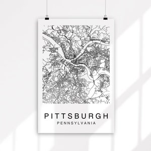 Pittsburgh Map Print Pittsburgh Printable Map Art Wall Art - Etsy