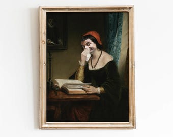 Funny Bathroom Art Print: Woman Holding Nose, Altered Renaissance Portrait