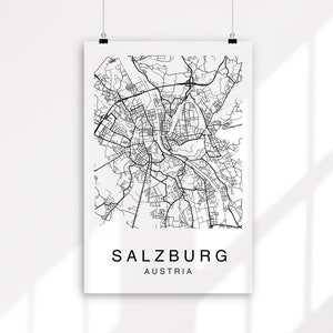 Printable Map Salzburg Salzburg City Map Map Print Digital - Etsy
