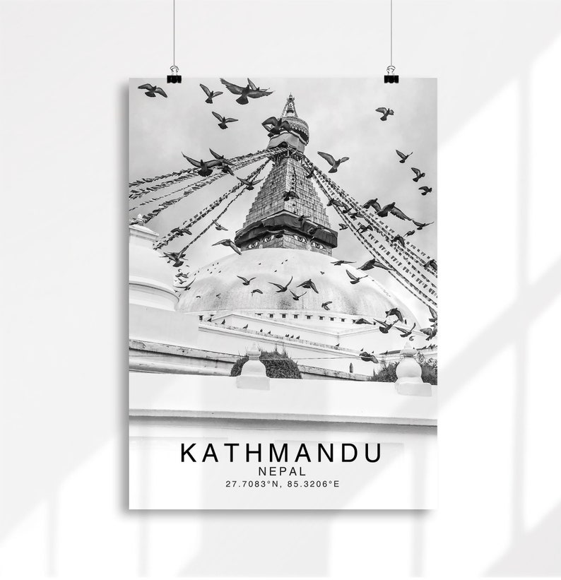 Katmandou, Katmandou Print Noir et Blanc, Nepal Wall Art, Nepal Poster, Nepal Photo, Nepal Wall Decor, Katmandou Poster, Nepāl, Asia Print image 2