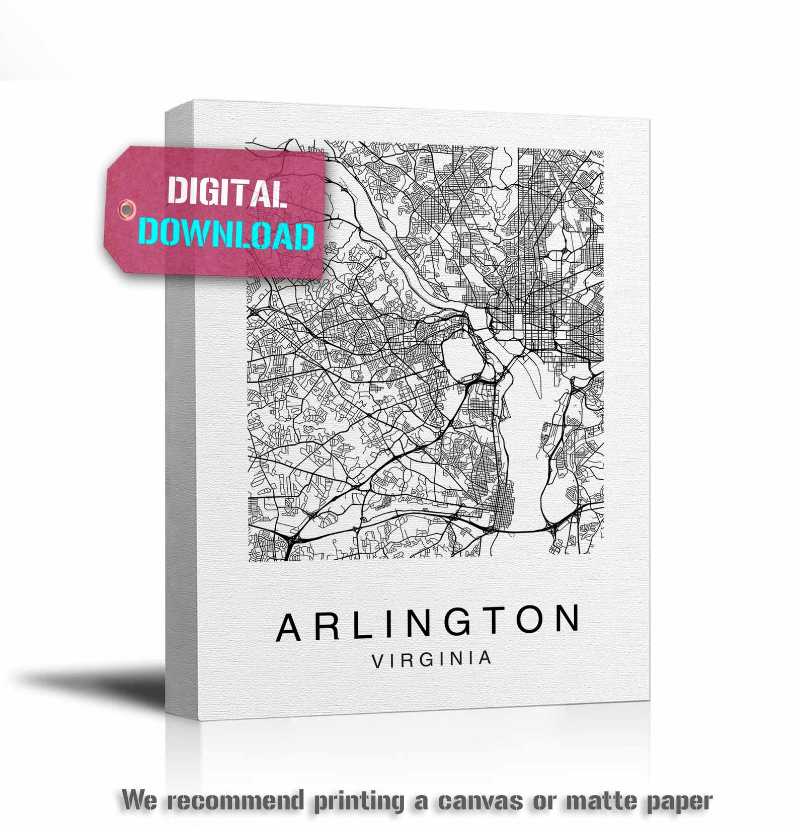 Arlington Map Arlington City Map Map Poster Map Print - Etsy