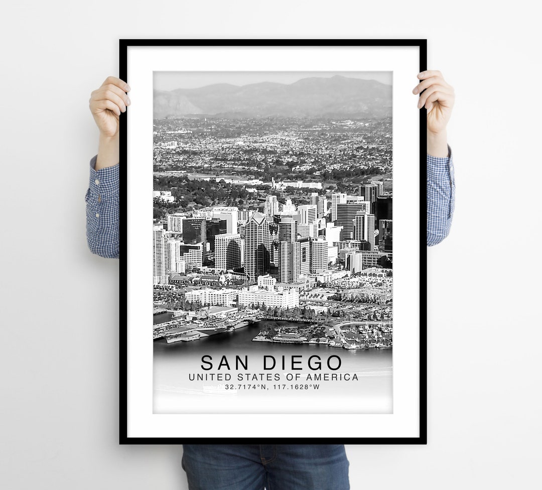 San Diego Travel Print Black and White, San Diego Poster Minimalist ...