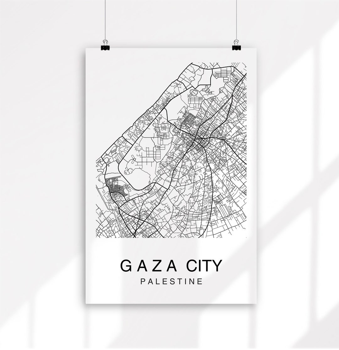 Gaza Map, Gaza City Map, Map Poster, Map Print, City Maps Digital