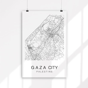 Gaza Karte, Gaza Stadt Karte, Karte Poster, Kartendruck, Stadt Karten Digital, Digitaler Download, Straßenkarte, Stadt Karte, Palästina Karte Kunst, Wand Kunstdruck