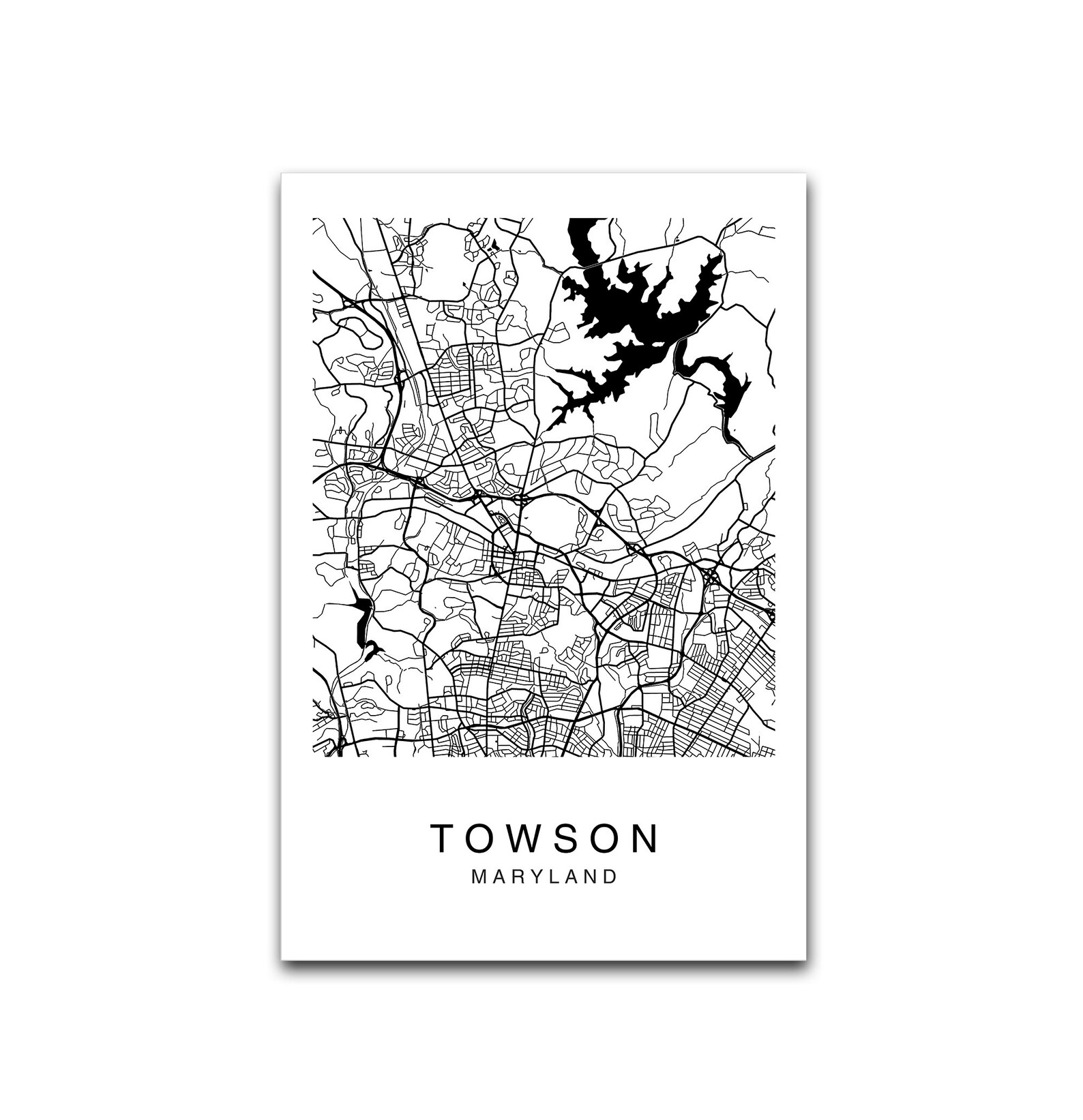 Towson Map Towson City Map Map Poster Map Print Towson Map Etsy