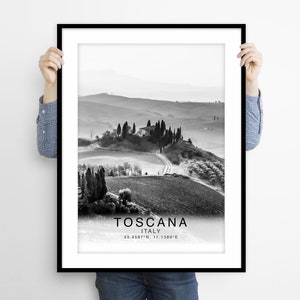 Toscana Photography Travel Poster, Tuscany Photo, Tuscany Print Poster, Italy Black and White Photography