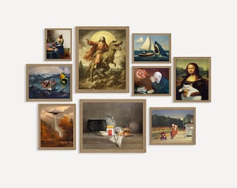 Quirky Wall Art Prints Bundle, Eclectic Gallery Posters, Maximalist Home Decor, Altered Artwork Set