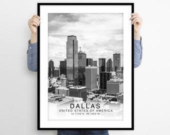 Dallas Travel Print Black and White Downtown, Dallas Wall Art, Dallas Poster, Dallas Photo, Dallas Texas Wall Art Decor, États-Unis, États-Unis