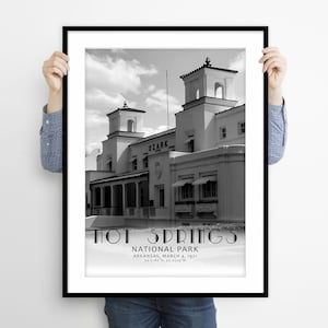 Hot Springs National Park Reiseplakat, Bathhouse Row, Nationalpark Print, Nationalpark Poster, Hot Springs Nationalpark Wand Kunst Dekor