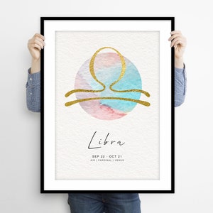 Libra Print, Libra Poster, Libra Art, Zodiac Wall Art, Zodiac Print, Libra Astrology Wall Art, Star Sign Print, Zodiac Sign, Horoscope Print