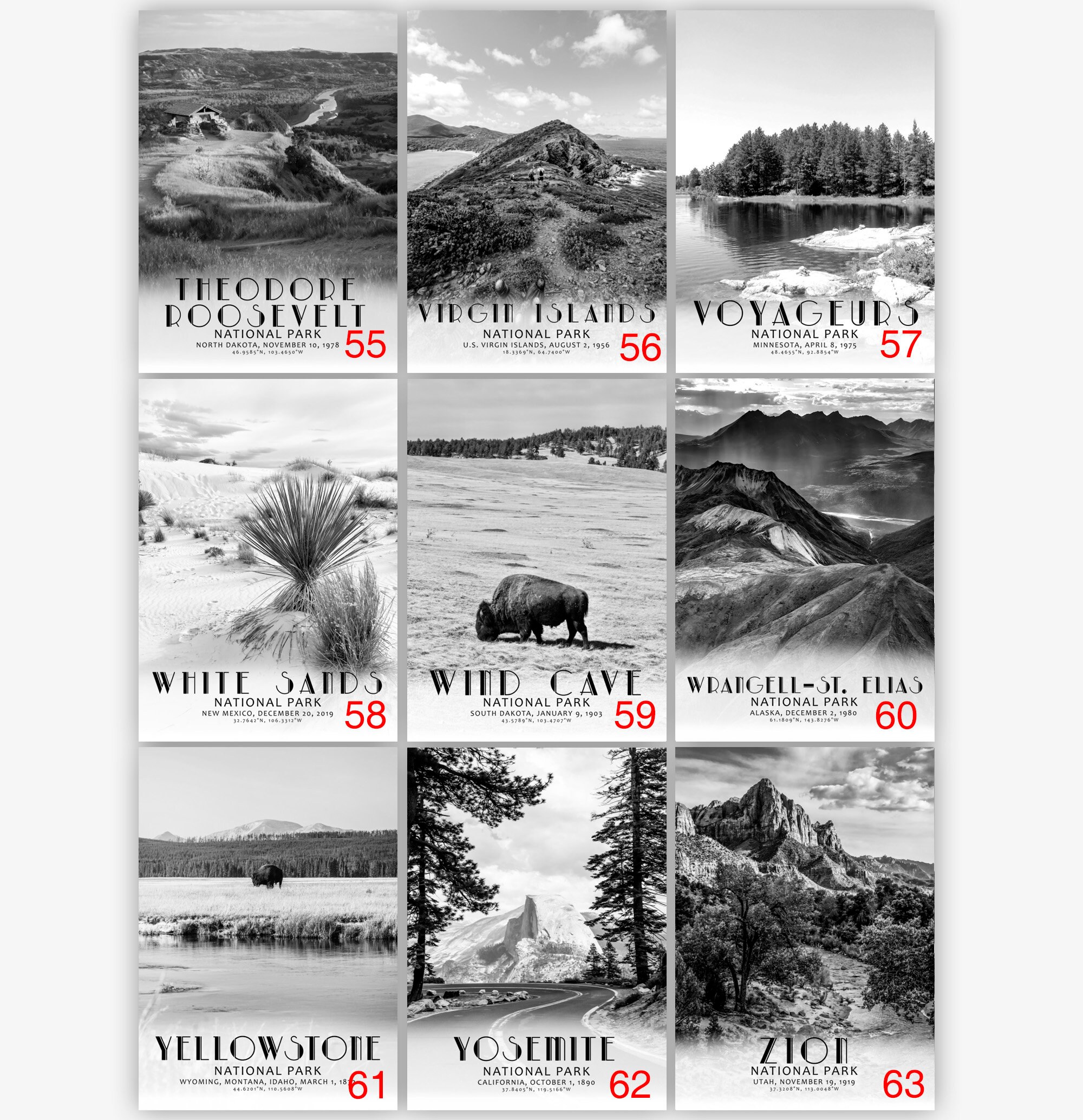 National Park Poster Print Set of Prints National Park | Etsy