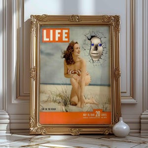 Copertina di rivista vintage modificata, trasformata in arte pop, illustrazione di moda, poster di copertina di rivista, decorazioni artistiche divertenti per la casa